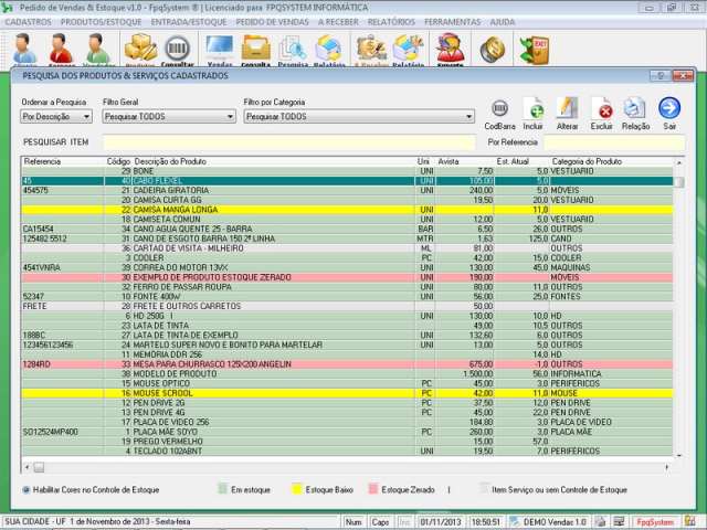 Programa Controle de Estoque e Pedido de Vendas v1.0 - FpqSystem