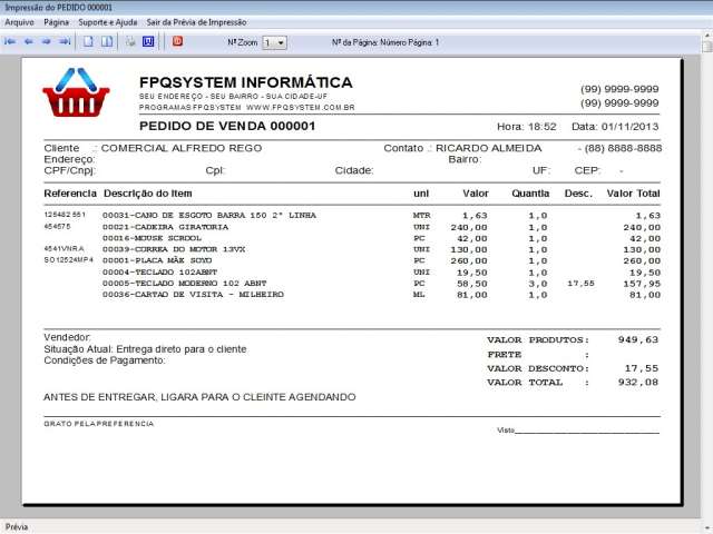 Programa para gerar pedido de vendas 1.0