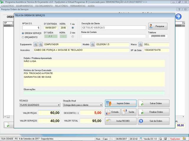 Programa Assistência Técnica, Ordem de Serviço e Orçamento v1.0