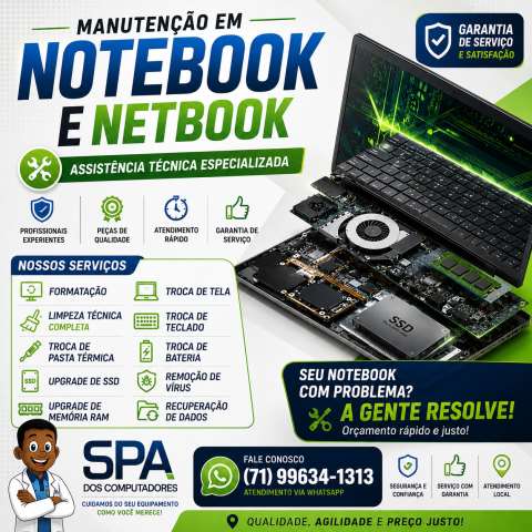 Manutenção em Notebook e Netbook Proximo a Lauro de Freitas